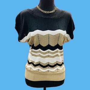 Zig Zag Lightweight Sweater Mod Stripes Medium NEW